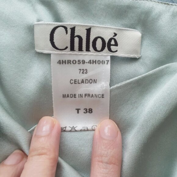 Chloé by Phoebe Philo Mint Green Silk Runway Dress Size 38 - Picture 5 of 6